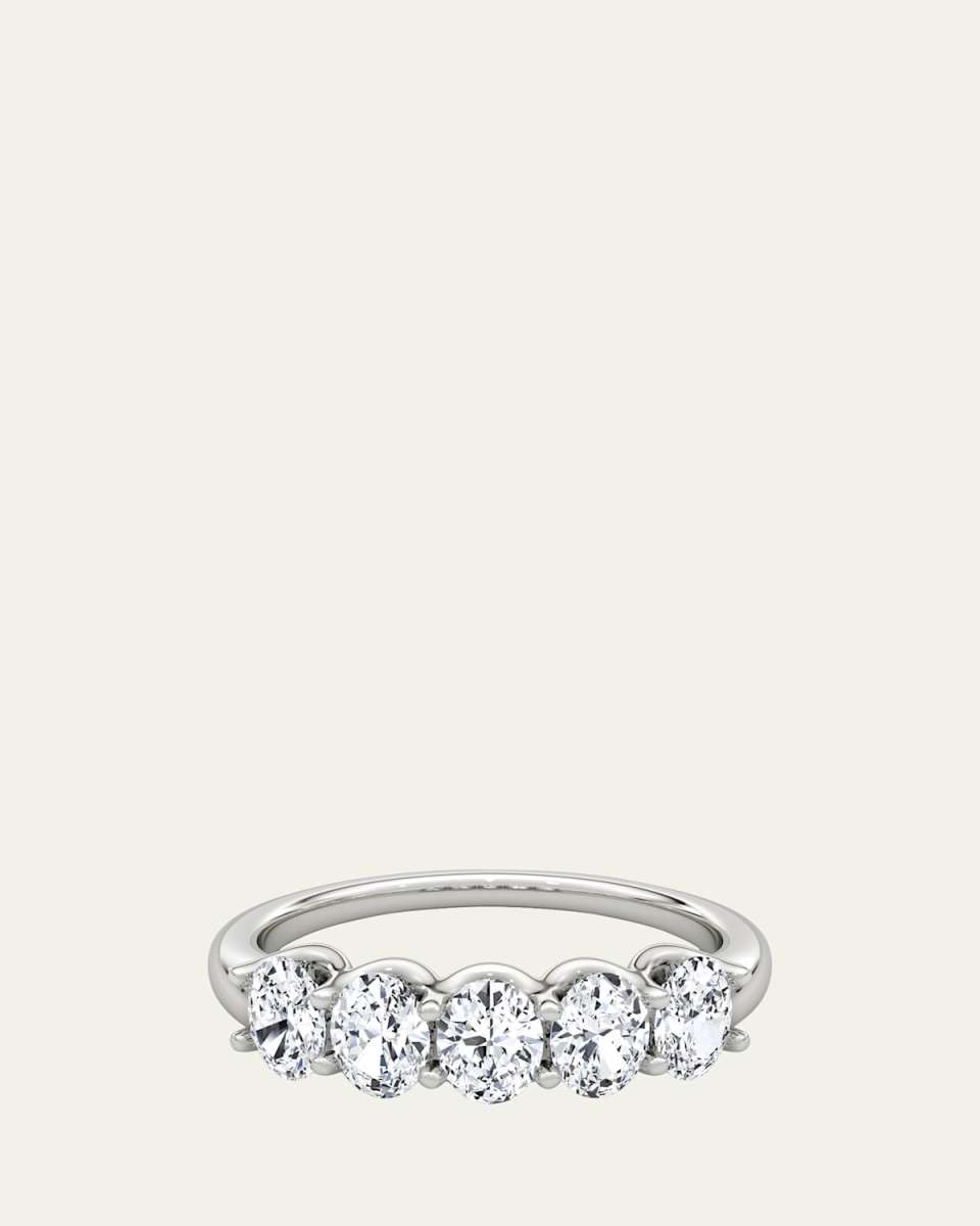 14K White Gold Five-Stone Oval Lab Grown Diamond Band